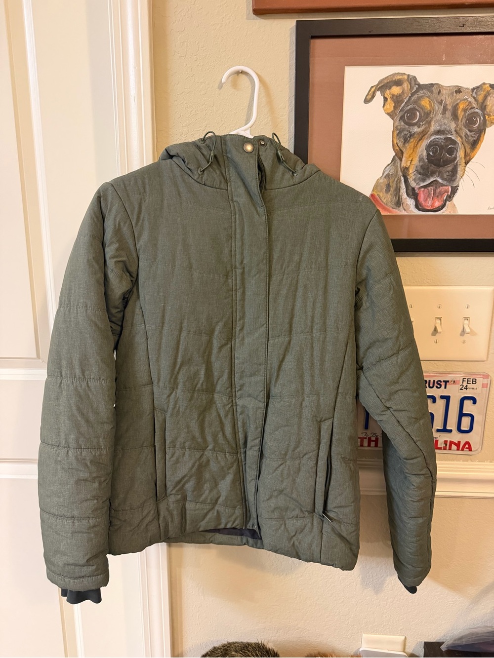 Columbia Olive Green Quilted Hooded Jacket